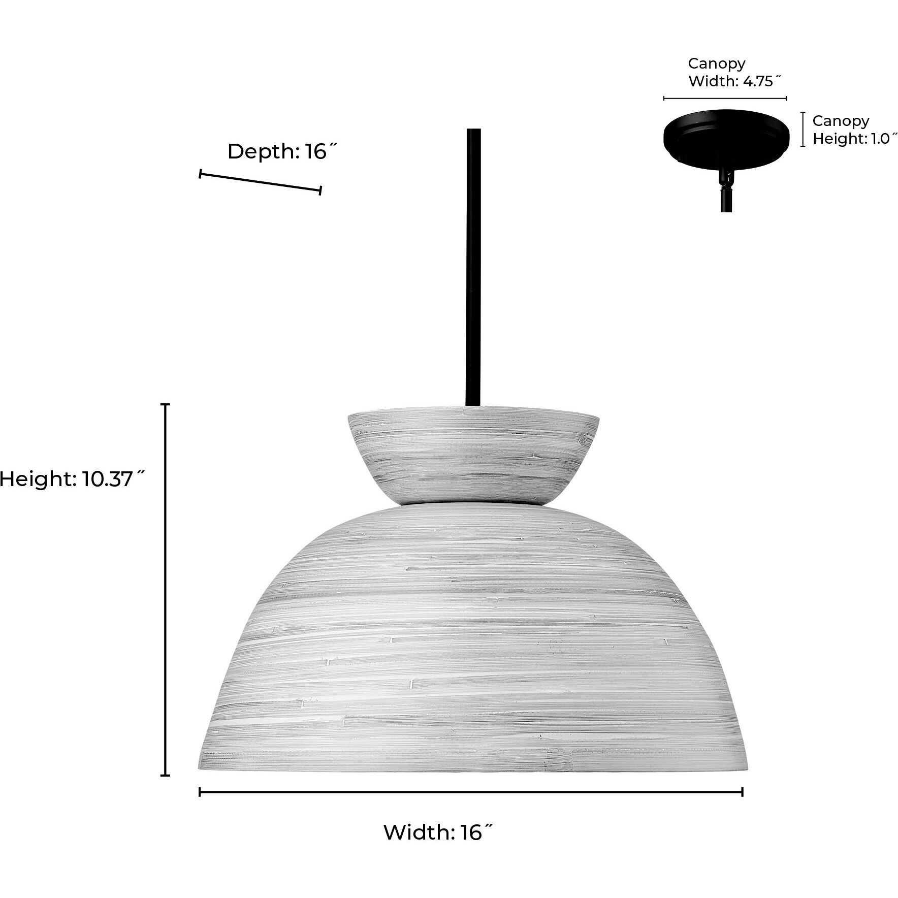 Jaycen 1 Light 16 inch Matte Black Pendant Ceiling Light